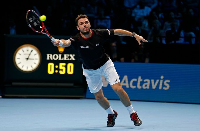 Stanislas Wawrinka na Turnaji mistrů 2013 (zápas s Berdychem)