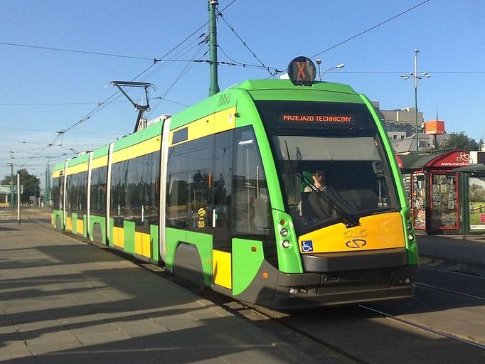 Tramvaje Solaris Tramino v Poznani.