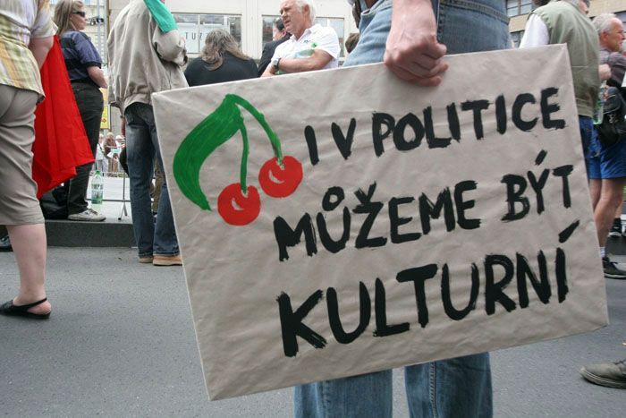 Demonstrace odborářů na Václavském náměstí v Praze