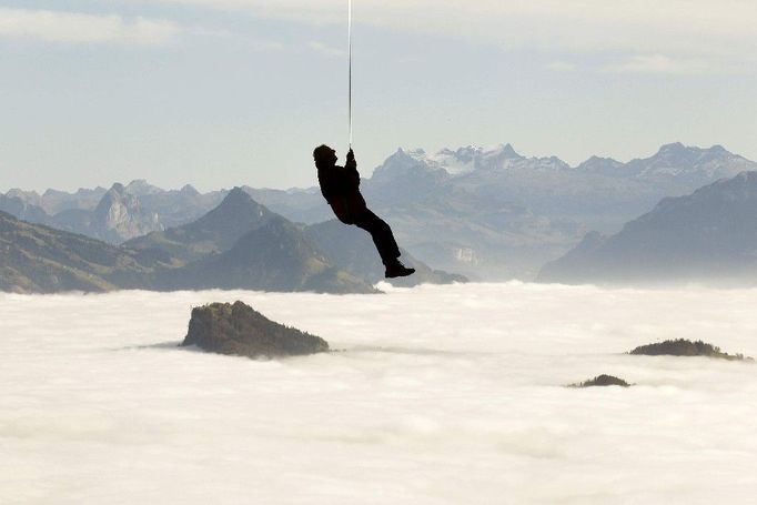 Záchranné akce nanečisto na hoře Pilatus ve Švýcarsku, nedaleko Lucernu.