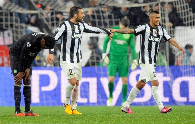 Fotbal,Liga mistrů, Juventus - Celtic:  Fabio Quagliarella a Arturo Vidal