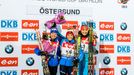 SP v Östersundu, 15 km Ž: Marie Dorinová-Habertová, Dorothea Wiererová a Olena Pidhrušná