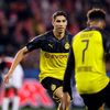 Ašrafa Hakimí slaví gól Borussie v zápase LM Slavia Praha - Borussia Dortmund