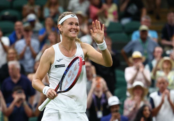 Marie Bouzková ve třetím kole Wimbledonu 2023.