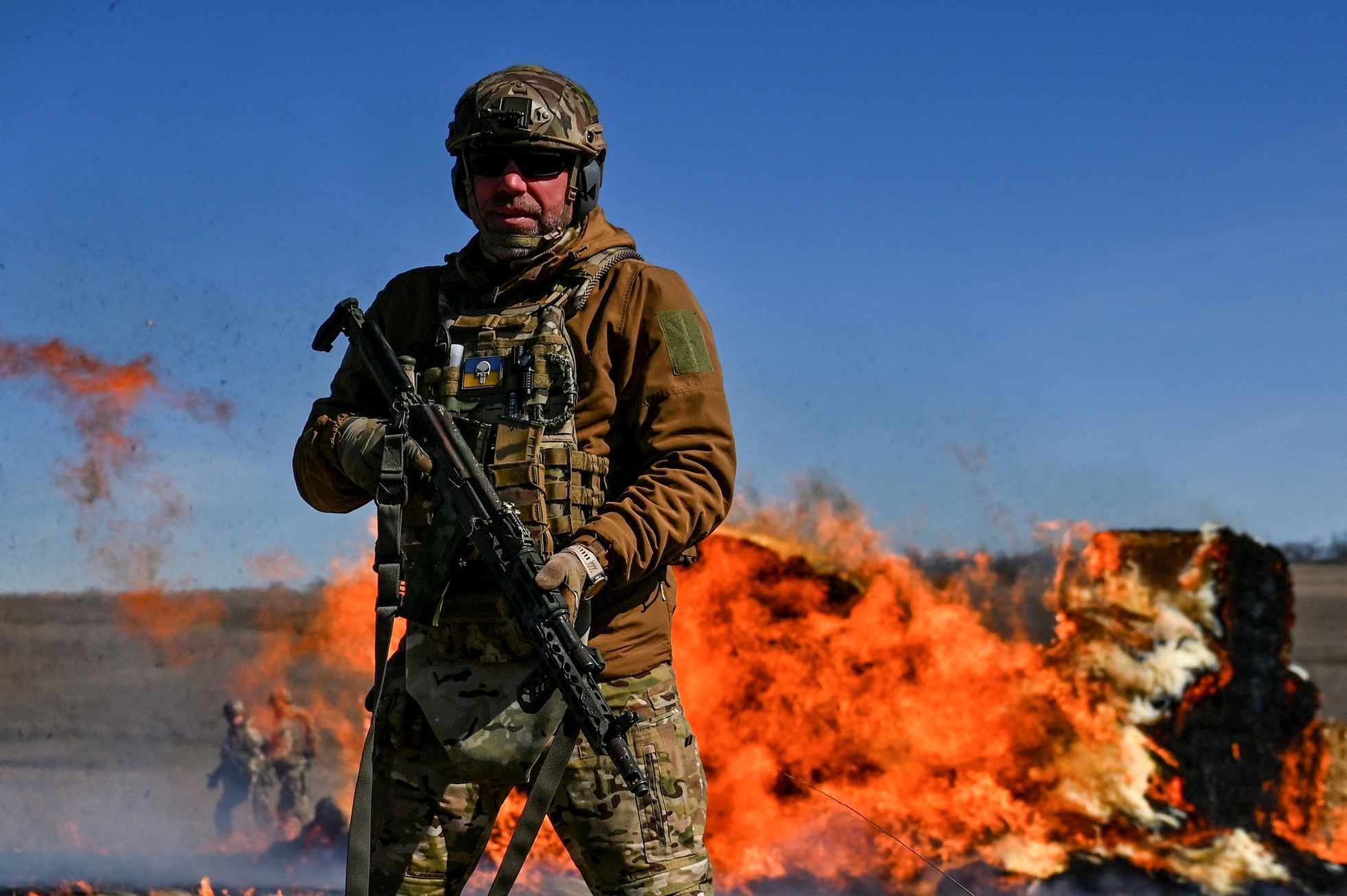 Ukrajinský voják na cvičení v Záporožské oblasti, blízko frontové linie.