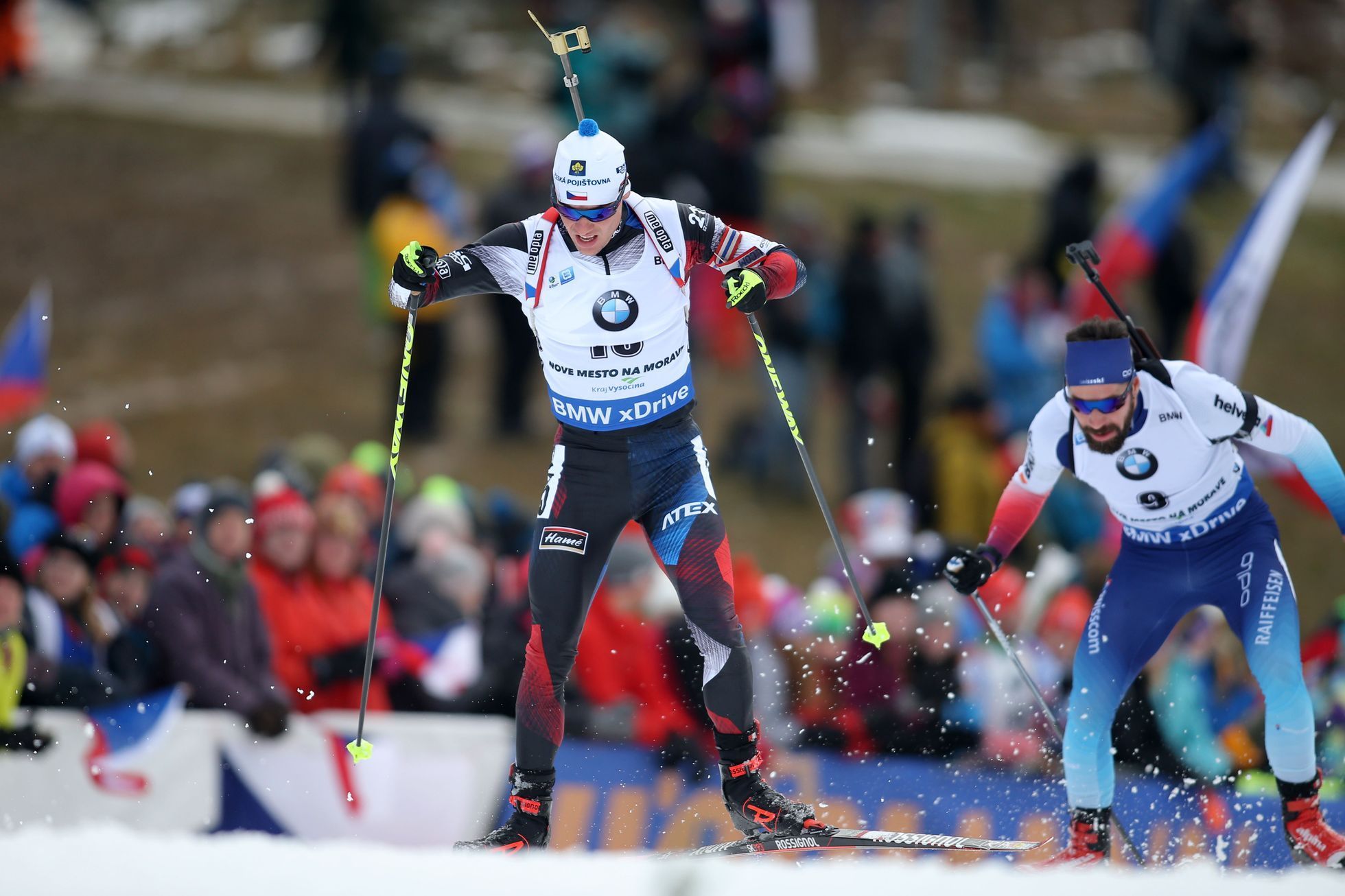 Michal Krčmář v závodě s hromadným startem na SP v Novém Městě na Moravě 2018.