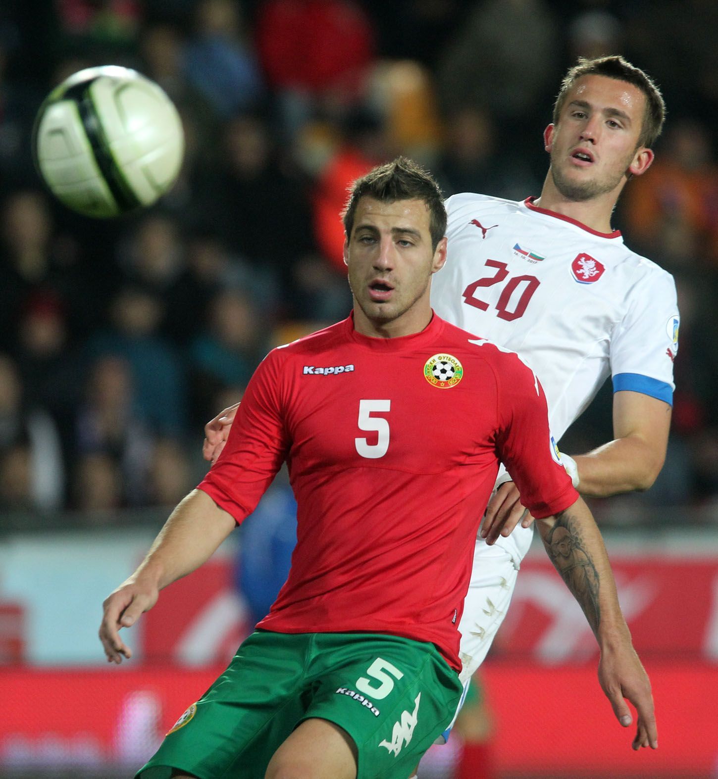 Čeští fotbalisté v utkání kvalifikace MS 2014 proti Bulharsku.