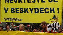 Demonstrace proti těžbě uhlí v Beskydech