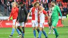 Slávistická radost po zápase nadstavby Slavia - Plzeň