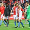 Slávistická radost po zápase nadstavby Slavia - Plzeň