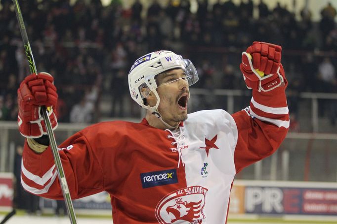 1. liga, Slavia-Prostějov: radost Slavie - Žiga Pavlin