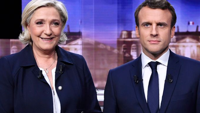 Maerine Le Penová a Emmanuel Macron.