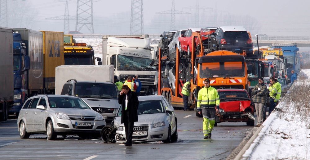 Hromadná nehoda na dálnici v Bavorsku