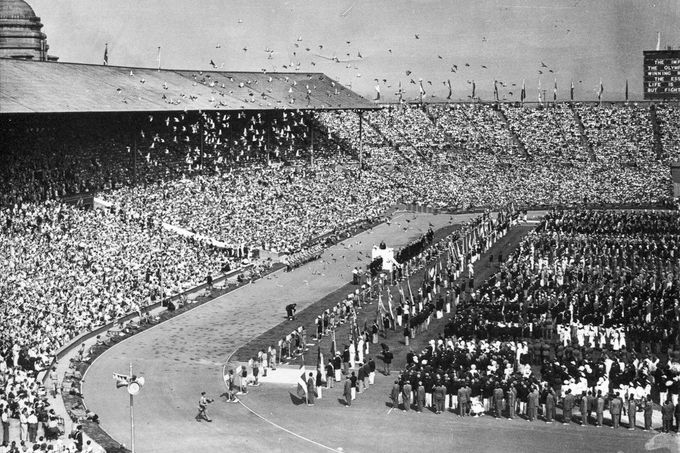 Slavnostního zahájení olympijských her v Londýně v roce 1948 na stadionu ve Wembley.