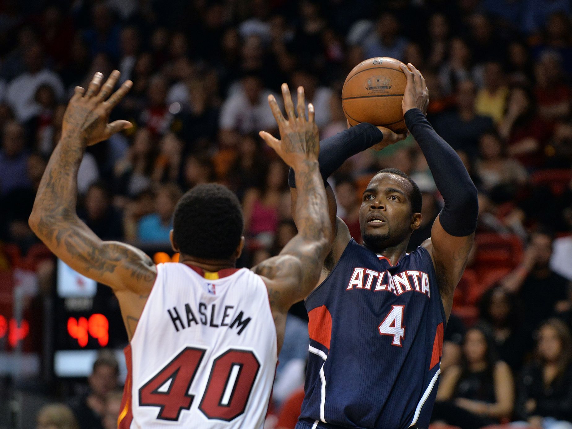 NBA: Atlanta Hawks at Miami Heat (Millslap, Haslem)