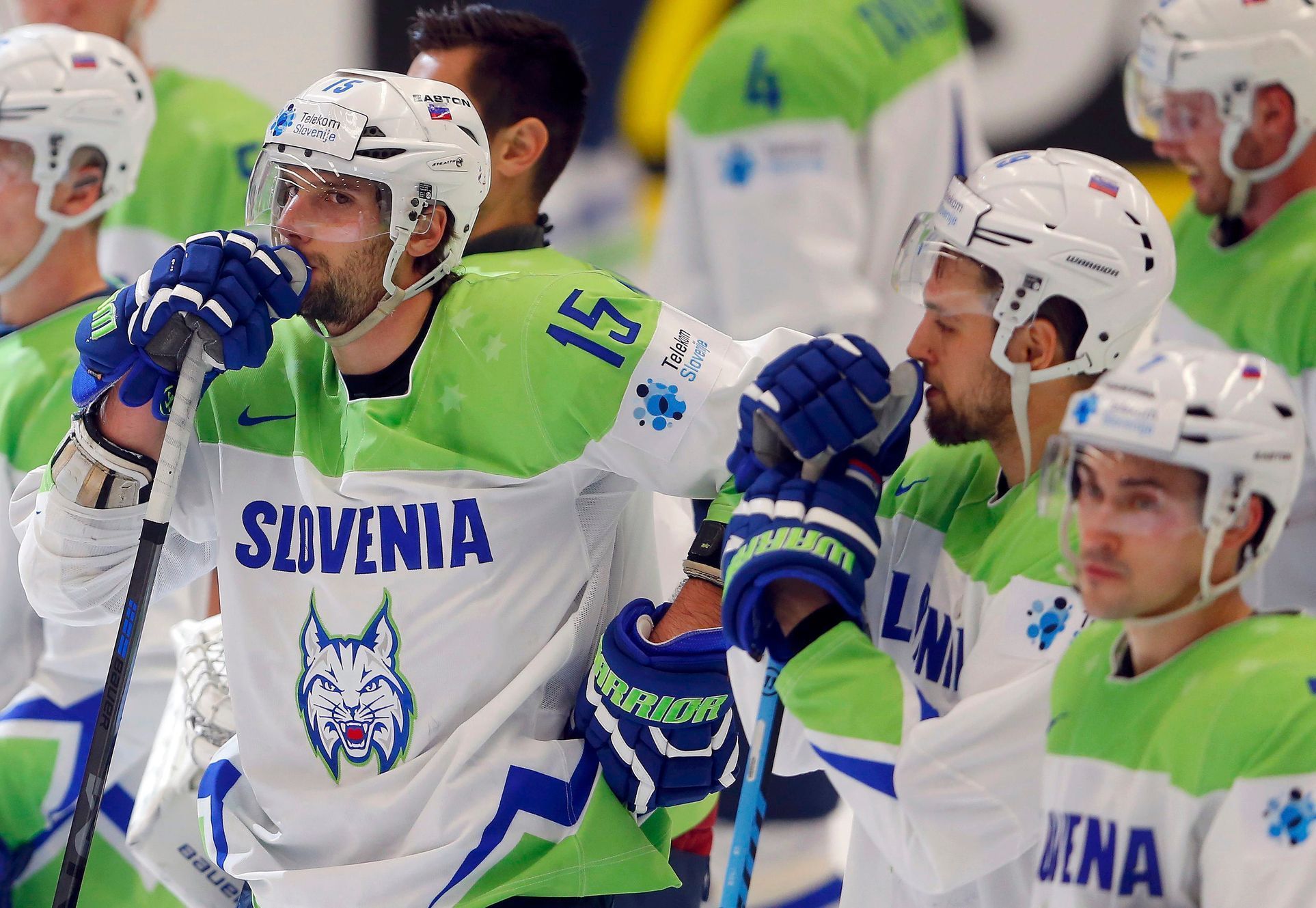 Smutní Slovinci sestupují z MS v hokeji (2015)