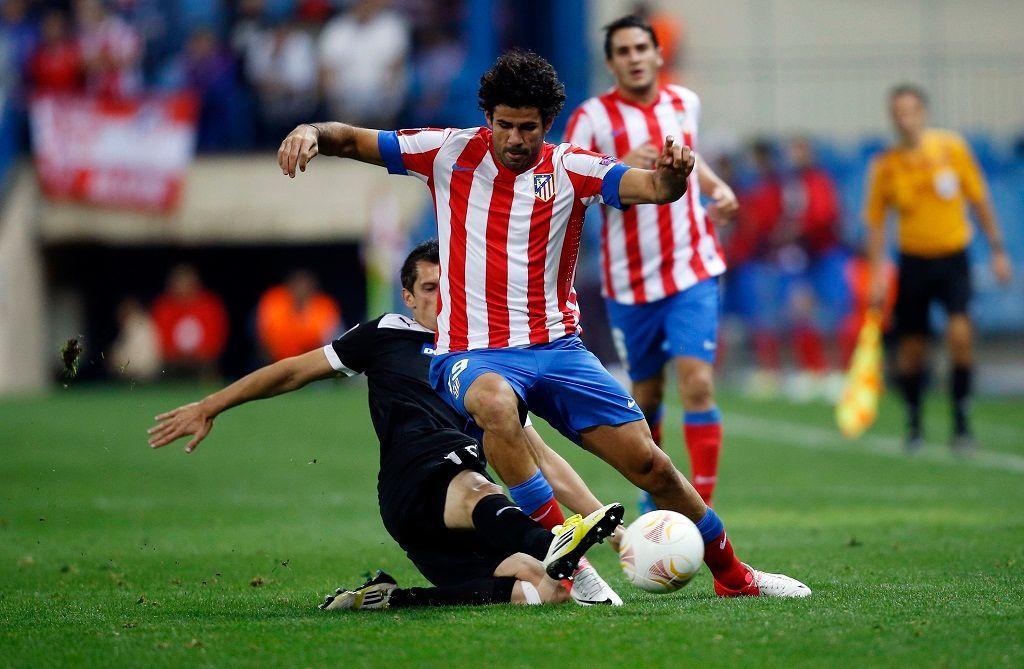 Atlético Madrid vs. Viktoria Plzeň, Evropská liga (Diego Costa a Marian Čišovský)