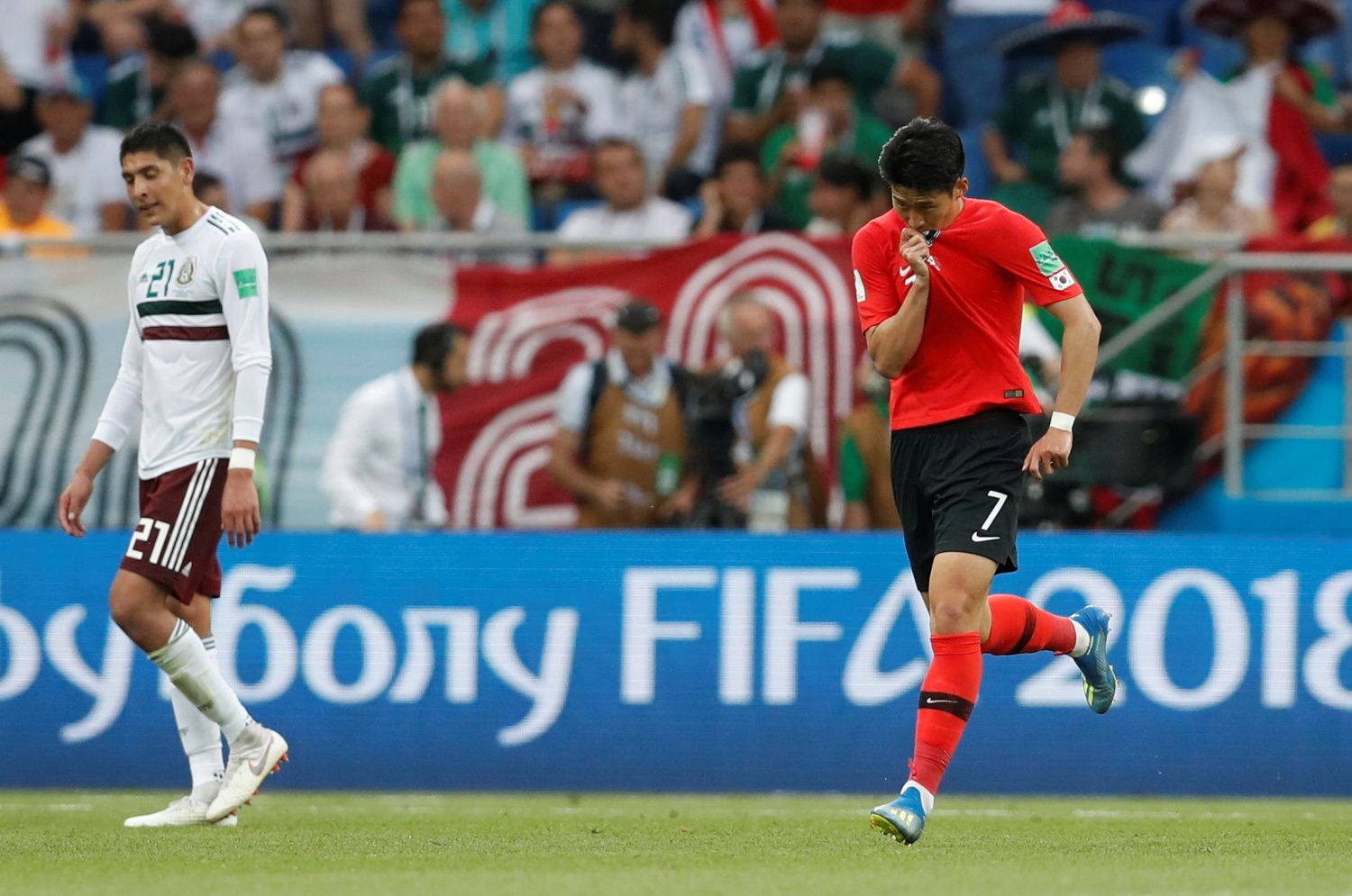Zklamaný Son Hung-min v zápase Jižní Korea - Mexiko na MS 2018