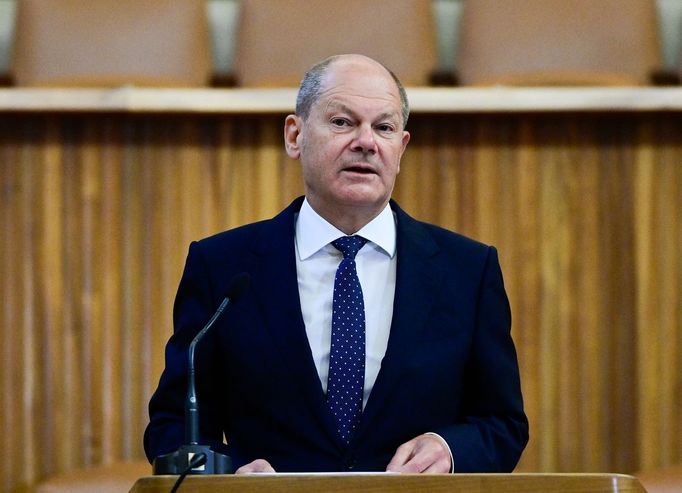 Německý kancléř Olaf Scholz v Praze.