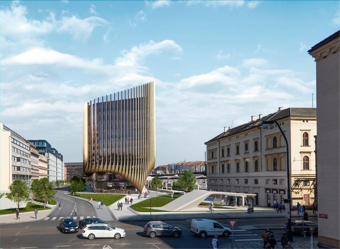 Projekt přestavby okolí Masarykova nádraží podle návrhu Zahy Hadid