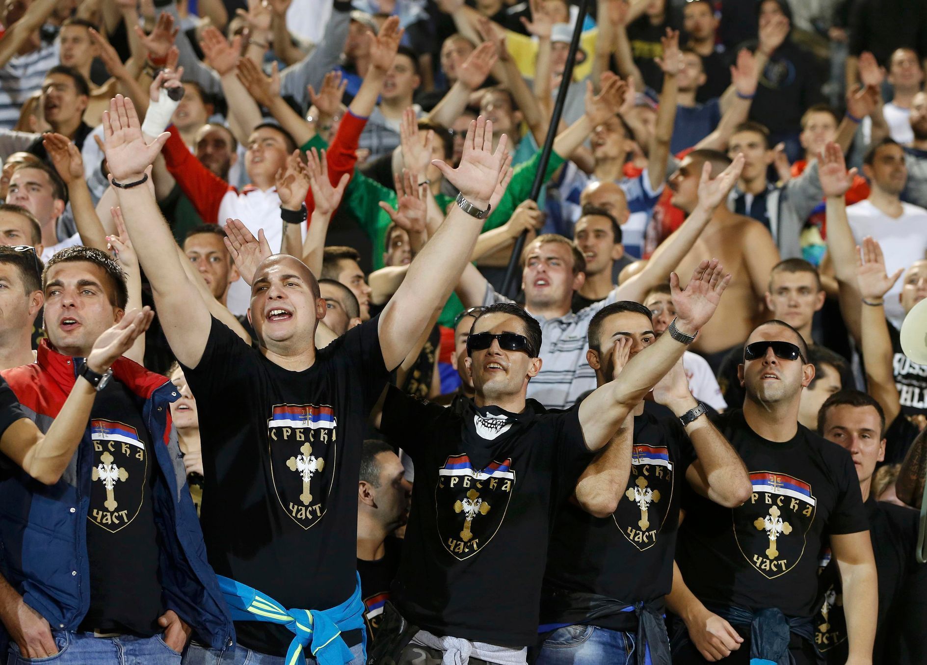 Srbští fanoušci v hledišti.