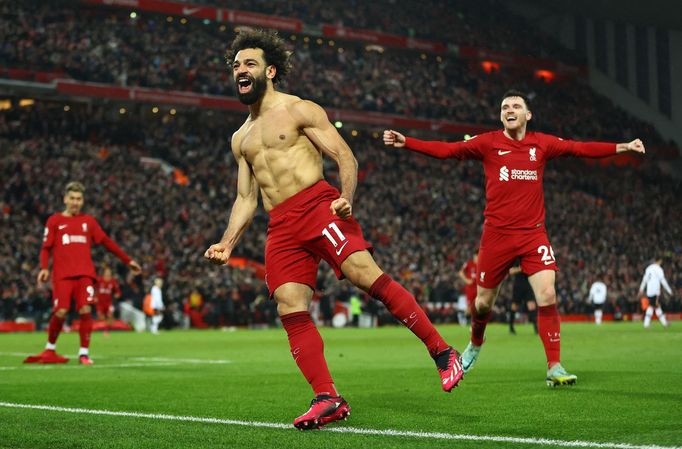 Mohamed Salah slaví šestý gól Liverpoolu