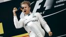 Mercedes Formula One driver Nico Rosberg of Germany celebrates after the Chinese Grand Prix.