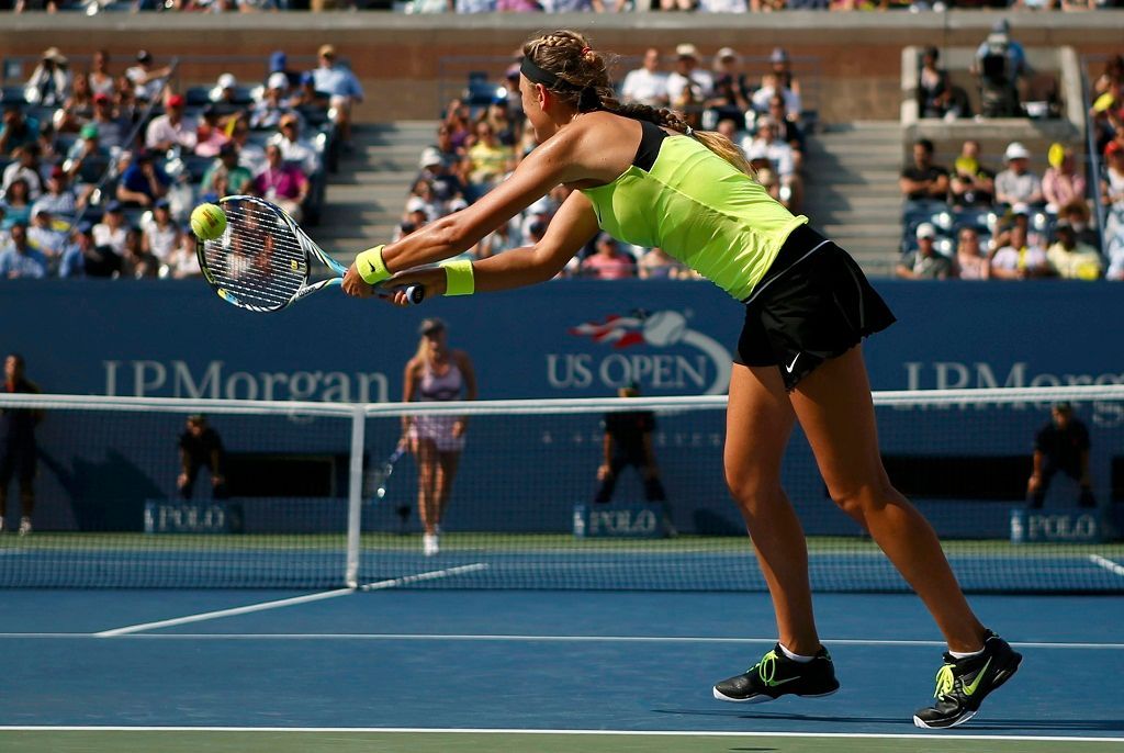 Viktoria Azarenková v semifinále US Open 2012 proti Šarapovové