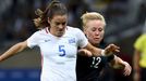 Kelley O Hara (USA) of United States of America and Betsy Hassett (NZL) of New Zealand in action.