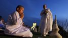 Novice Thai nuns pray at the Sathira Dammasathan Buddhist meditation centre in Bangkok