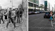 Ulice Zimmerstrasse a Markgrafenstrasse nedaleko hraničního přechodu Checkpoint Charlie.