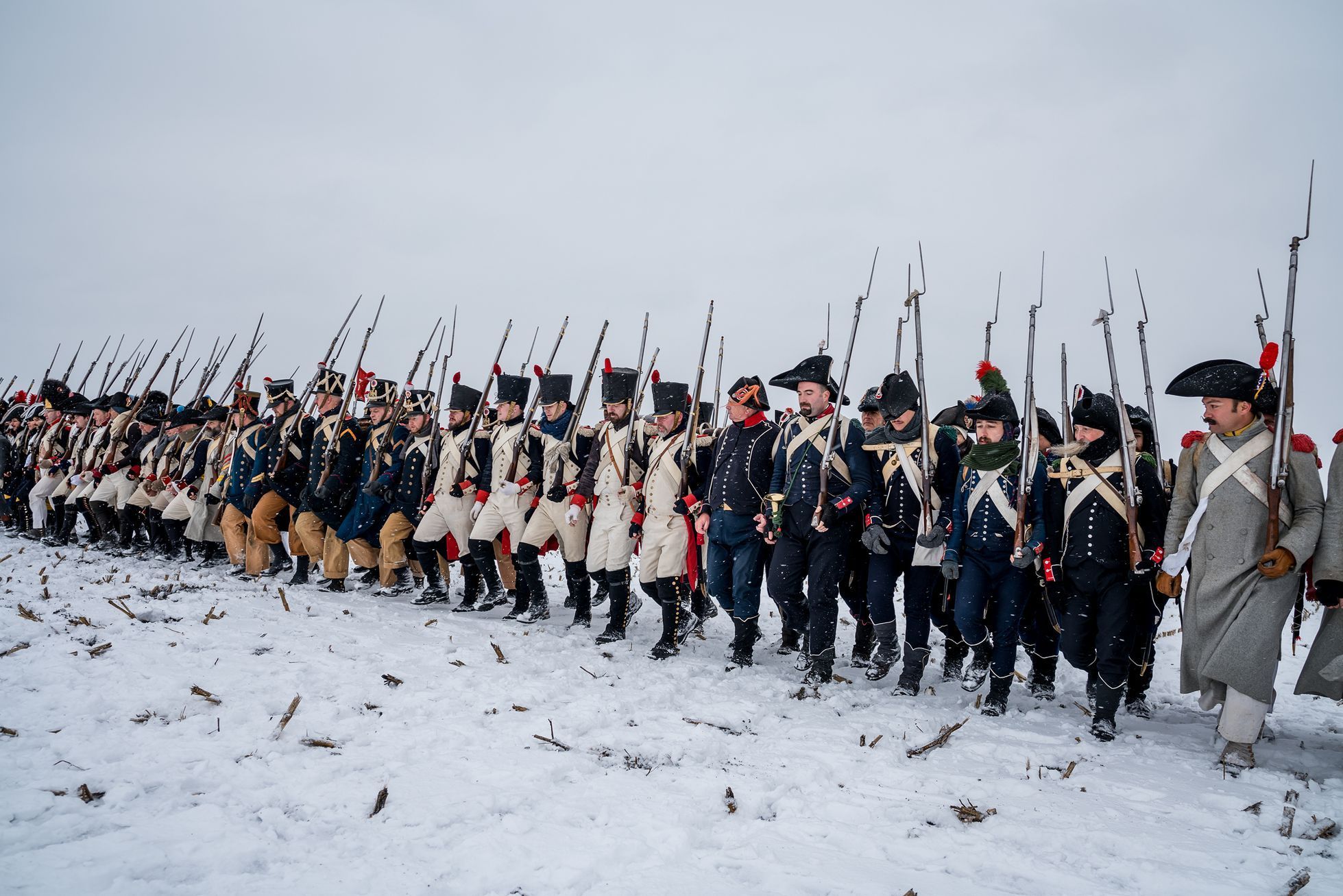 Napoleon, Slavkov, bitva rekonstrukce, 2023, voják, vojáci, Magazín