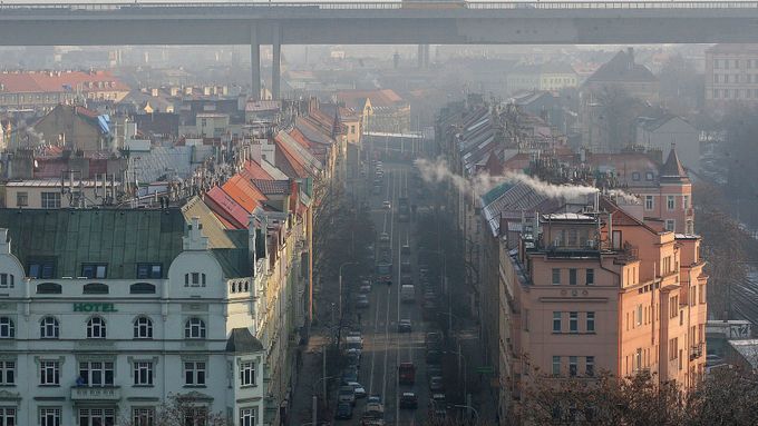 Smog v Praze na konci ledna, Nuselské údolí.
