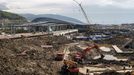 Transport infrastructure development in Sochi 1443876 Russia, Adler. 04/12/2013 The Olympic Park railway station under construction in Adler