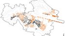 Milovice, územní plán - struktura zástavby , archiv Knesl + Kynčl architekti Ateliér Knesl + Kynčl architekti vyhráli soutěž na územní plán Milovic. Na obrázku je znázorněna možná budoucí zástavba Milovic a okolního bývalého vojenského území.