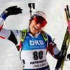 Lucie Charvátová v cíli sprintu žen na MS 2020 v Anterselvě