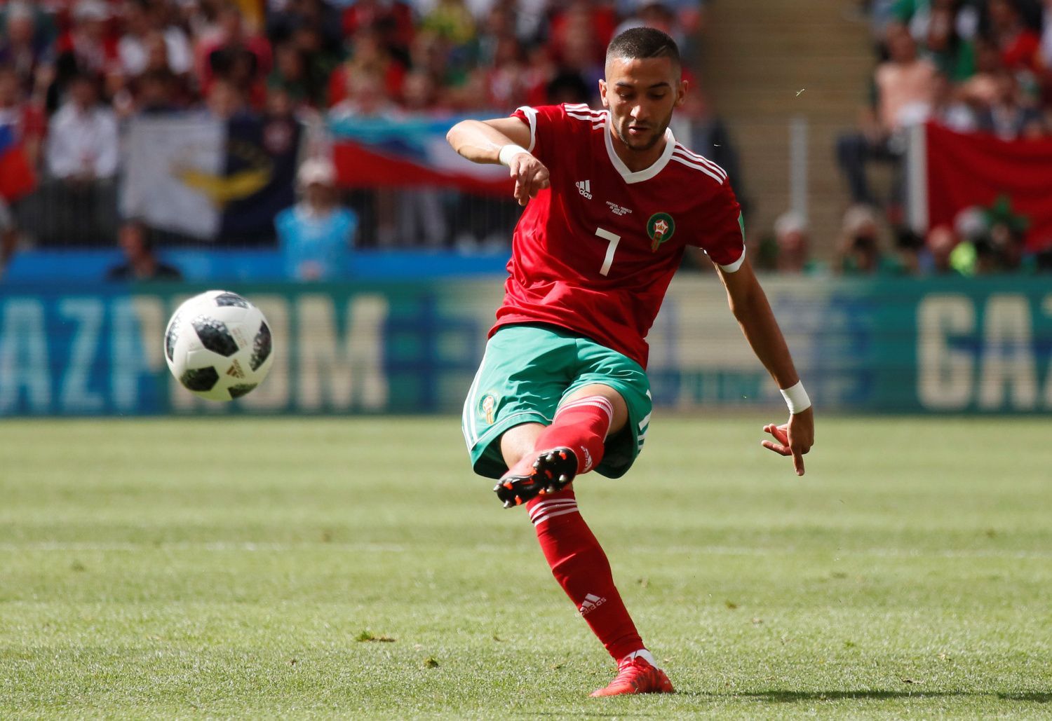 Hakím Zijach v zápase Portugalsko - Maroko na MS 2018