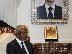 Kofi Annan při jednání v Damašku. 