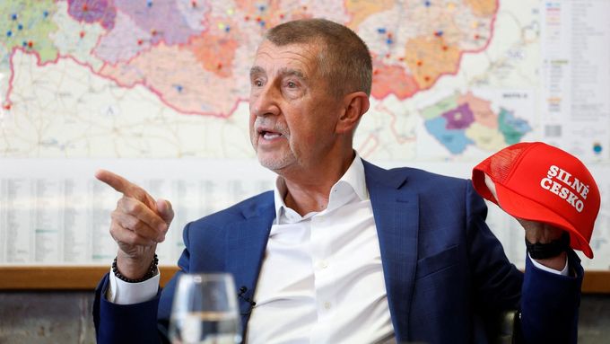 Šéf hnutí ANO Andrej Babiš při rozhovoru pro agenturu Reuters.