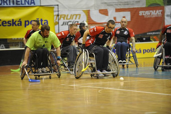 Tým FBK Jičín v nedělním zápase proti polskému celku Wheel Wolf Sosnowiec.