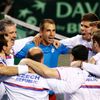 Rosol and Stepanek of the Czech Republic celebrate with their team mates after winning their Davis Cup quarter-final men's doubles tennis match against Japan's Ito and Uchiyama in Tokyo