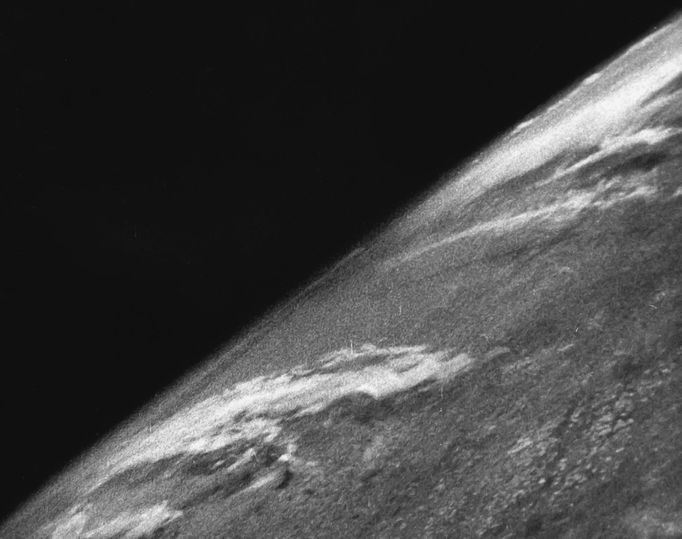 The first photos taken from space were taken on October 24, 1946 on the sub-orbital U.S.-launched V-2 rocket (flight #13) at White Sands Missile Range. Photos were taken