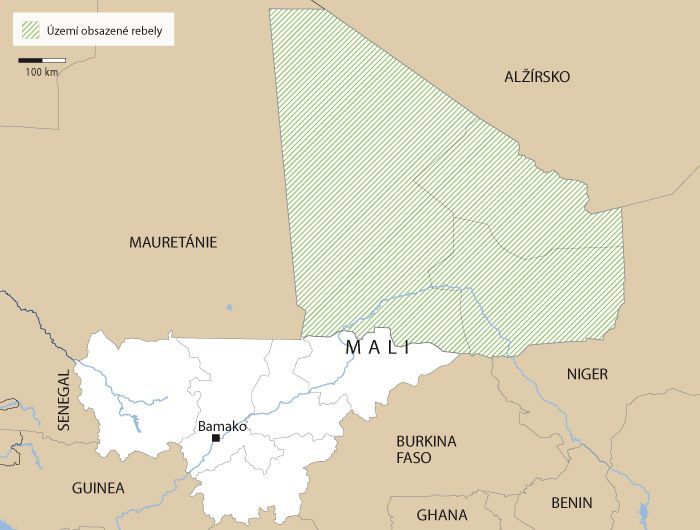 Mali - území rebelů