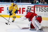 Brankář Alexander Salák a útočník Joel Lundqvist si zítra v Praze hned na úvod světového šampionátu zopakují dvojici soubojů českých a švédských hokejistů na loňském turnaji v Minsku. Podívejte se v naší galerii na další Lundqvistovy spoluhráče, hvězdy NHL i evropských lig.