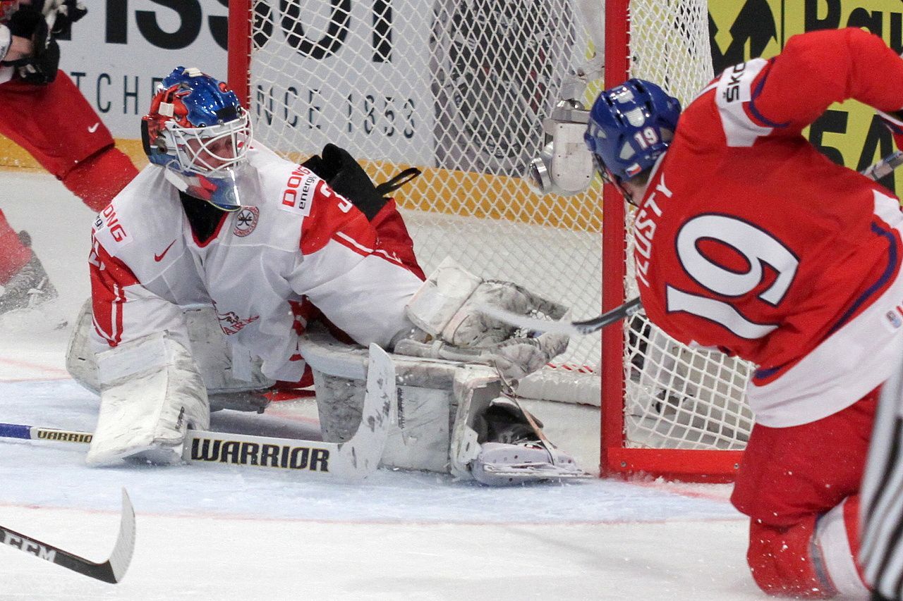 Hokej, MS 2013, Česko - Dánsko: Jiří Tlustý - Simon Nielsen