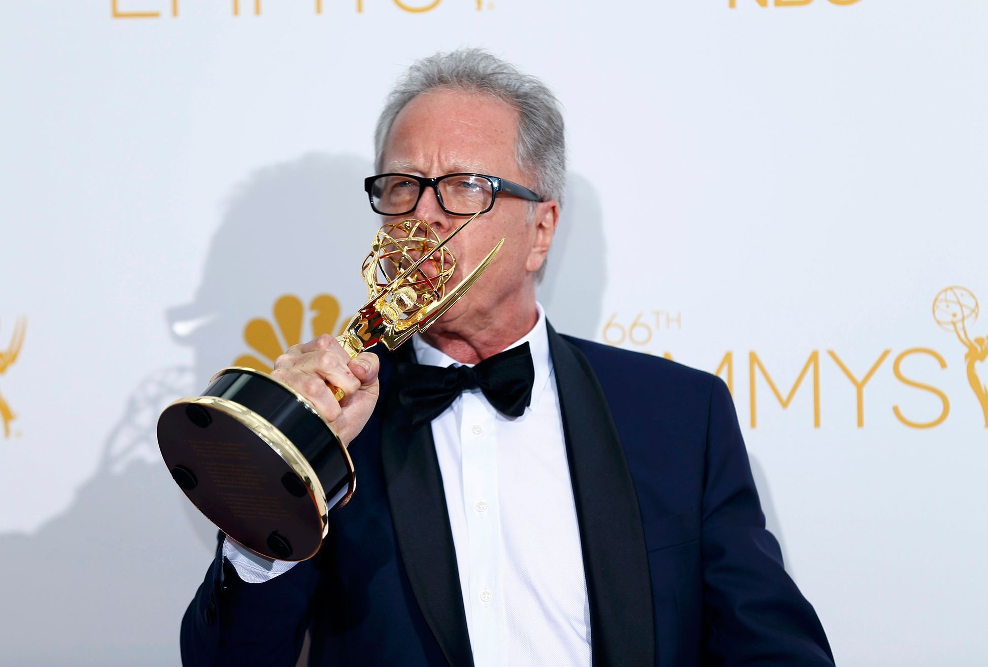 Director Colin Bucksey poses with his Outstanding Directing for a Miniseries, Movie or Dramatic Special Award for FX Networks &quot;Fargo&quot; at the 66th Primetime Emmy Awards in Los Angeles