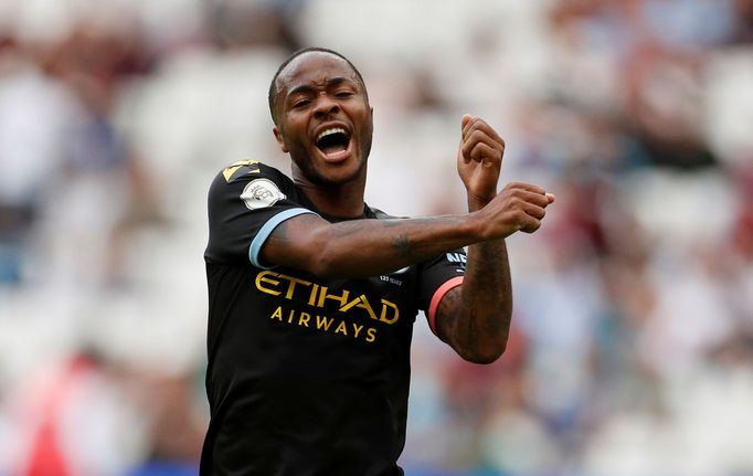 Soccer Football - Premier League - West Ham United v Manchester City - London Stadium, London, Britain - August 10, 2019  Manchester City's Raheem Sterling celebrates sco