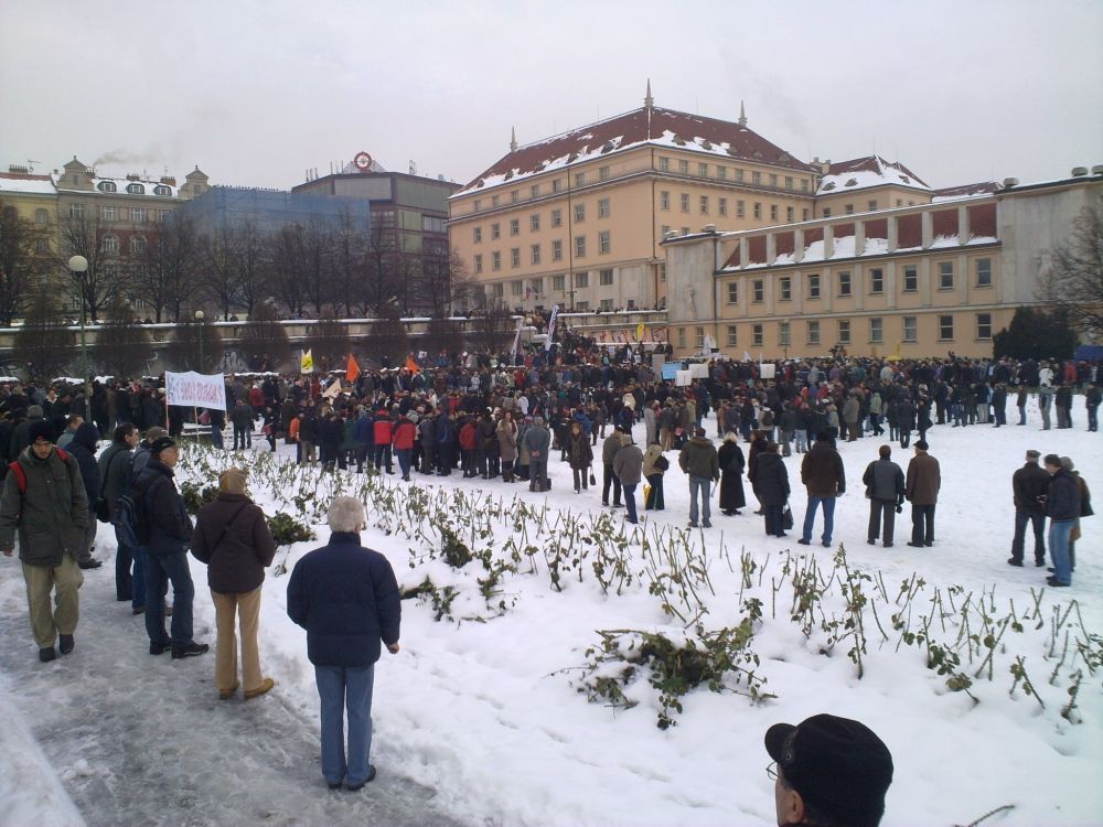 Stávka státních zaměstnanců na Palackého náměstí