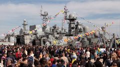 Ruské válečné lodě v Sevastopolu na Krymu