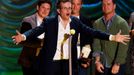 John Green and the cast of &quot;The Fault with Our Stars&quot; accept the award for Movie of the Year during the 2015 MTV Movie Awards in Los Angeles